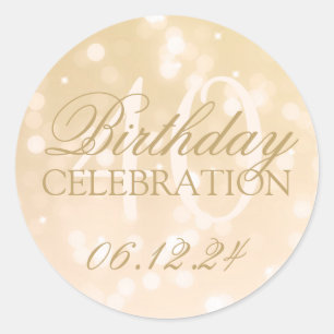 Elegant 40th Birthday Gold Bokeh Sparkle Lights Classic Round Sticker