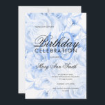 Elegant 40th Birthday Party Floral Navy Blue  Invitation<br><div class="desc">Elegant 40th Birthday Party Floral Navy Blue invitation template.</div>