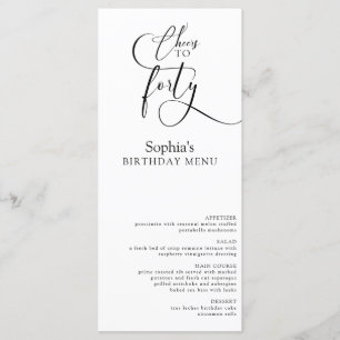 Elegant 40th Birthday Party Menu