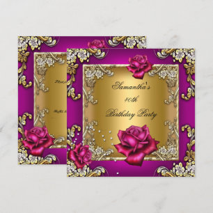 Elegant 40th Birthday Party Pink Rose Gold Invitation