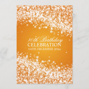 Elegant 40th Birthday Party Sparkling Wave Orange Invitation
