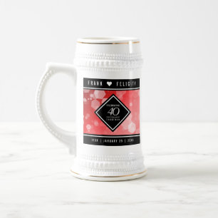 Elegant 40th Ruby Wedding Anniversary Celebration Beer Stein