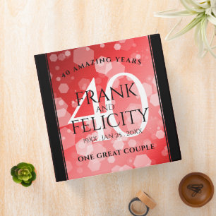 Elegant 40th Ruby Wedding Anniversary Celebration Binder