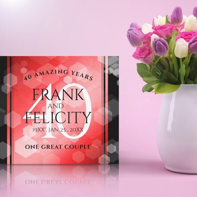 Elegant 40th Ruby Wedding Anniversary Celebration Canvas Print (Creator Uploaded)