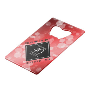 Elegant 40th Ruby Wedding Anniversary Celebration Credit Card Bottle Opener