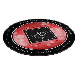 Elegant 40th Ruby Wedding Anniversary Celebration Cutting Board