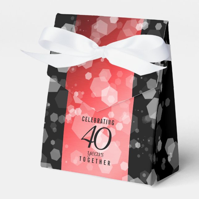 Elegant 40th Ruby Wedding Anniversary Celebration Favor Box (Front Side)
