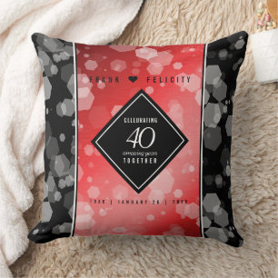 Elegant 40th Ruby Wedding Anniversary Celebration Throw Pillow