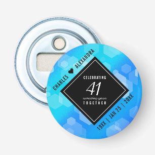 Elegant 41st Blue Topaz Wedding Anniversary Bottle Opener