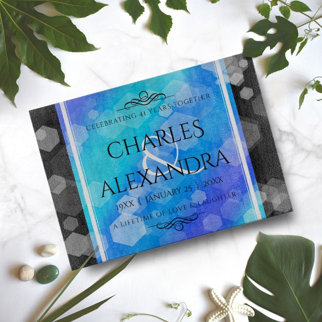 Elegant 41st Blue Topaz Wedding Anniversary Cutting Board (Creator Uploaded)