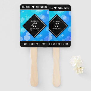 Elegant 41st Blue Topaz Wedding Anniversary Hand Fan