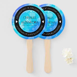 Elegant 41st Blue Topaz Wedding Anniversary Hand Fan
