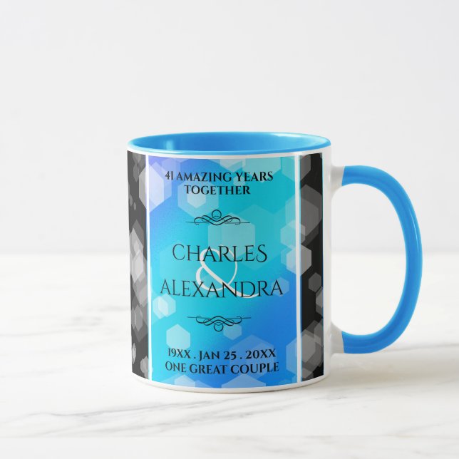 Elegant 41st Blue Topaz Wedding Anniversary Mug (Right)