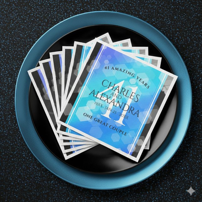 Elegant 41st Blue Topaz Wedding Anniversary Napkin (Elegant 41st Blue Topaz Wedding Anniversary Napkins Cover Photo)