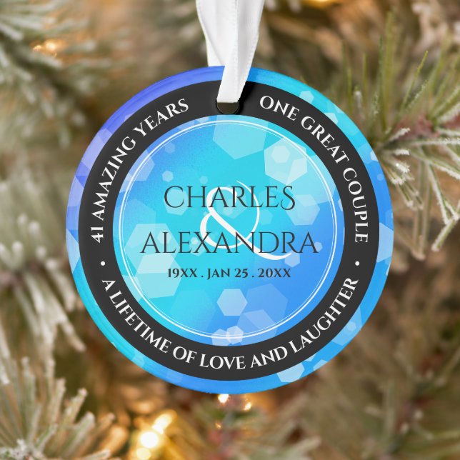 Elegant 41st Blue Topaz Wedding Anniversary Ornament (Tree)