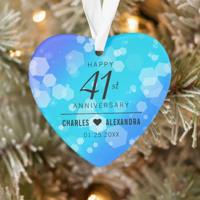 Elegant 41st Blue Topaz Wedding Anniversary Ornament (Tree)