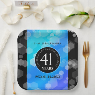 Elegant 41st Blue Topaz Wedding Anniversary Paper Plate