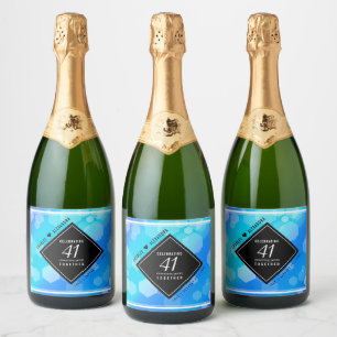 Elegant 41st Blue Topaz Wedding Anniversary Sparkling Wine Label
