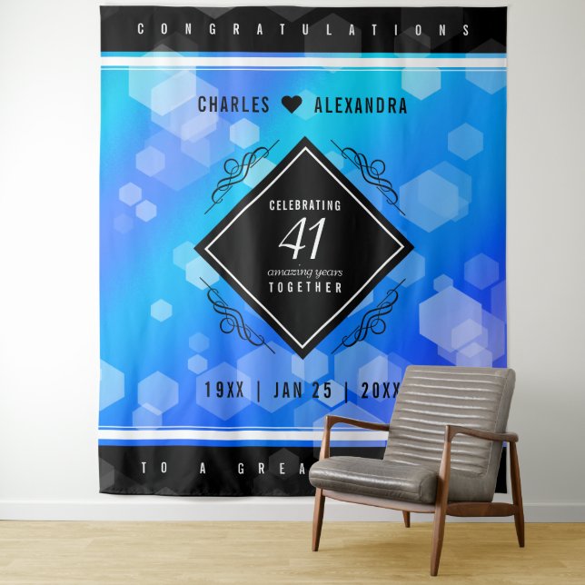 Elegant 41st Blue Topaz Wedding Anniversary Tapestry (In Situ)
