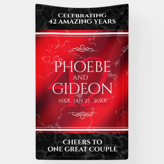 Elegant 42nd Jasper Wedding Anniversary Banner (Vertical)
