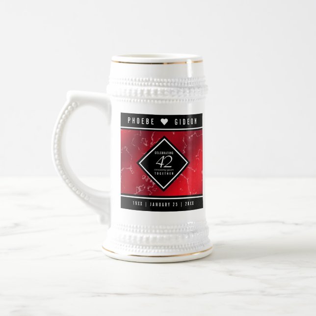 Elegant 42nd Jasper Wedding Anniversary Beer Stein (Left)
