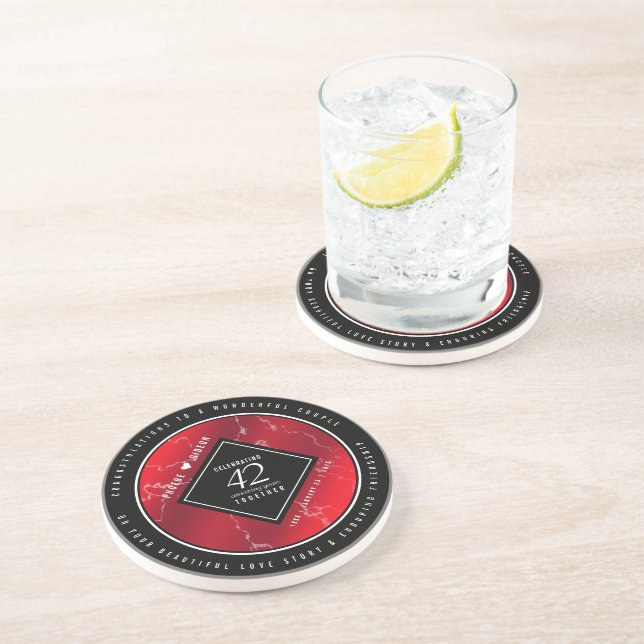 Elegant 42nd Jasper Wedding Anniversary Coaster (Side)