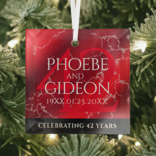 Elegant 42nd Jasper Wedding Anniversary Glass Ornament