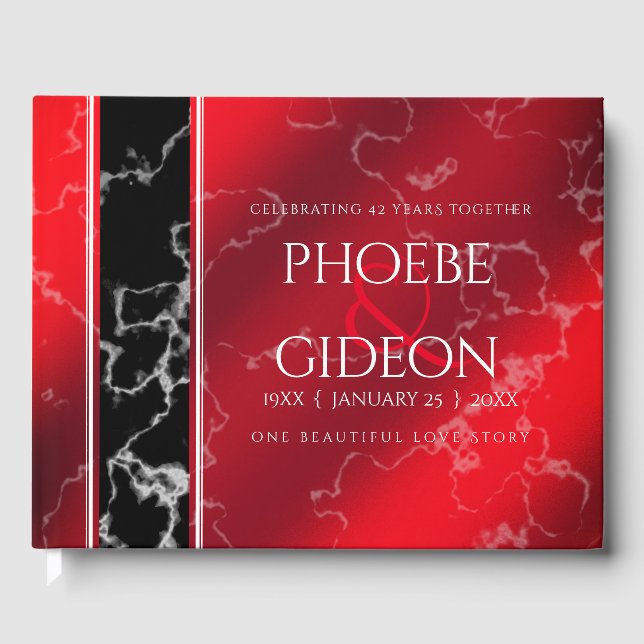 Elegant 42nd Jasper Wedding Anniversary Guest Book (Front)
