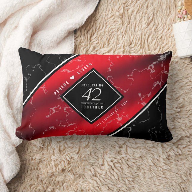 Elegant 42nd Jasper Wedding Anniversary Lumbar Pillow (Blanket)