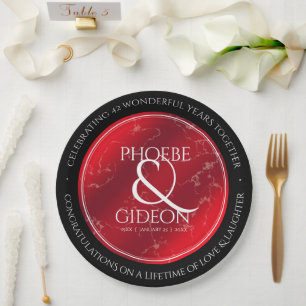 Elegant 42nd Jasper Wedding Anniversary Paper Plate