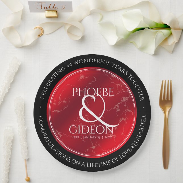 Elegant 42nd Jasper Wedding Anniversary Paper Plate (Wedding)