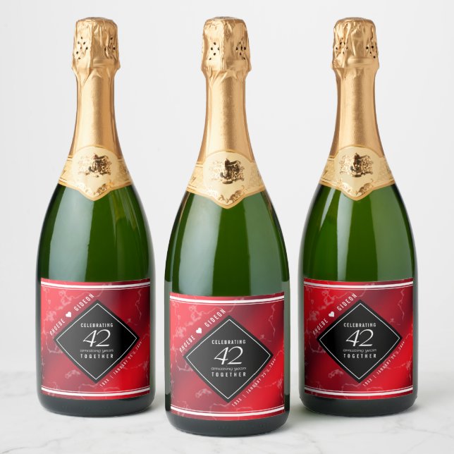 Elegant 42nd Jasper Wedding Anniversary Sparkling Wine Label (Bottles)
