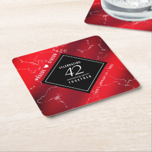 Elegant 42nd Jasper Wedding Anniversary Square Paper Coaster