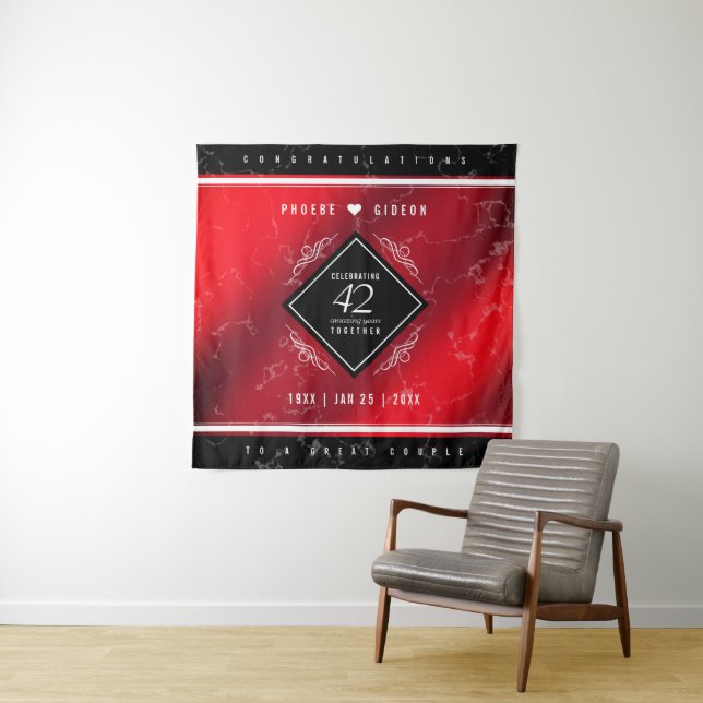 Elegant 42nd Jasper Wedding Anniversary Tapestry (In Situ)