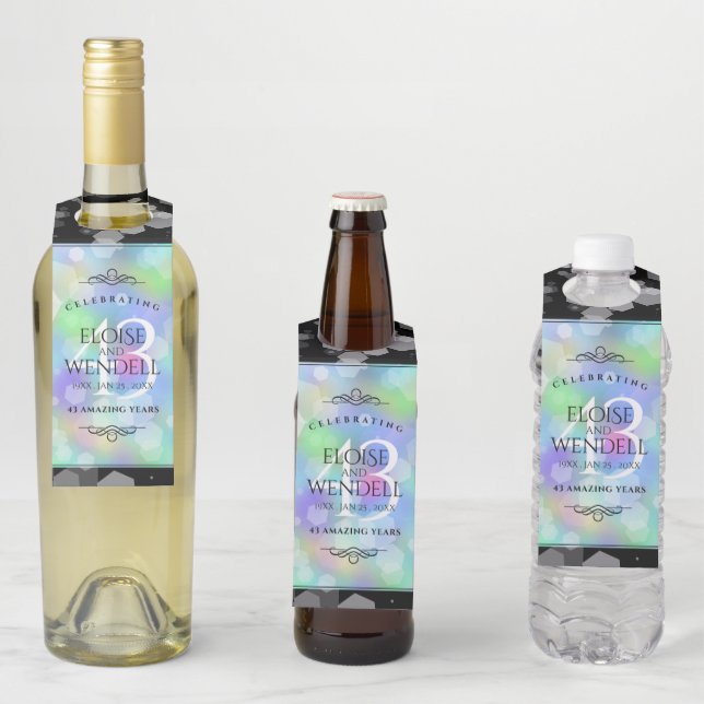 Elegant 43rd Opal Wedding Anniversary Celebration Bottle Tag (In Situ)