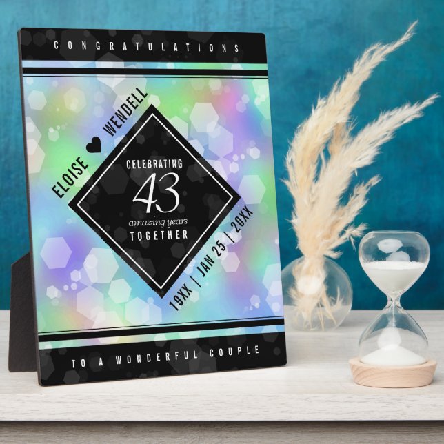 Elegant 43rd Opal Wedding Anniversary Celebration Plaque (Side)
