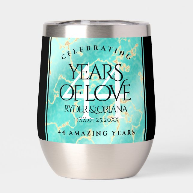 Élégant 44ème anniversaire de Mariage turquoise (Arrière)