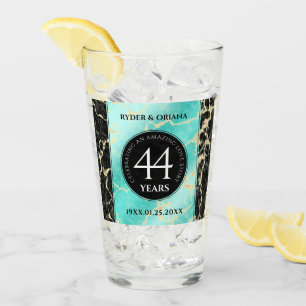 Elegant 44th Turquoise Wedding Anniversary Glass