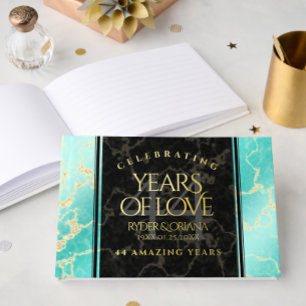 Elegant 44th Turquoise Wedding Anniversary Guest Book