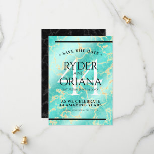 Elegant 44th Turquoise Wedding Anniversary Save The Date