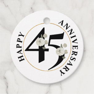 Elegant 45th Anniversary Floral Favour Tags