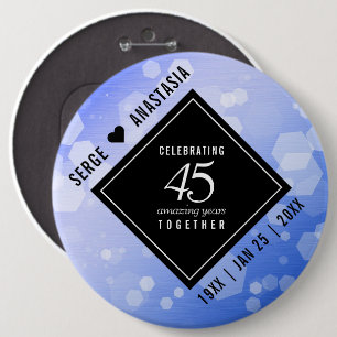 Elegant 45th Sapphire Wedding Anniversary 6 Inch Round Button