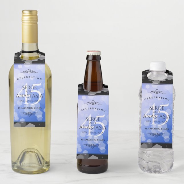 Elegant 45th Sapphire Wedding Anniversary Bottle Tag (In Situ)