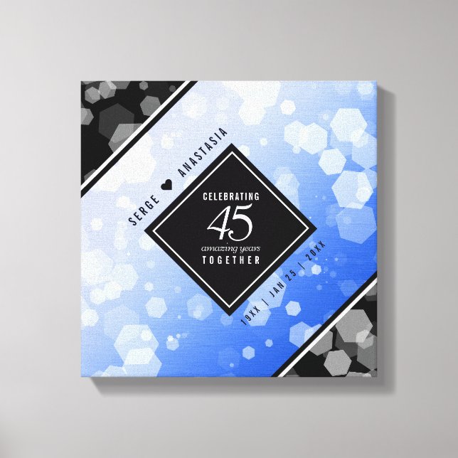 Elegant 45th Sapphire Wedding Anniversary Canvas Print (Front)
