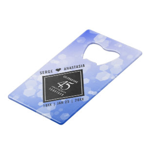 Elegant 45th Sapphire Wedding Anniversary Credit Card Bottle Opener