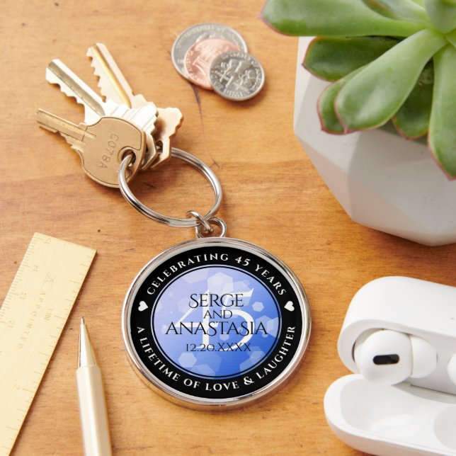 Elegant 45th Sapphire Wedding Anniversary Keychain (Desk)