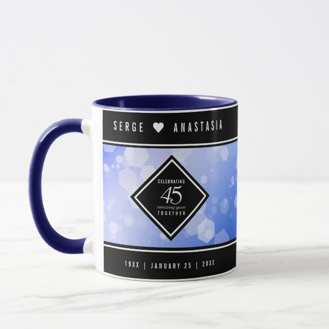 Elegant 45th Sapphire Wedding Anniversary Mug (Left)