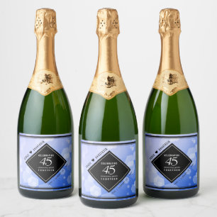 Elegant 45th Sapphire Wedding Anniversary Sparkling Wine Label