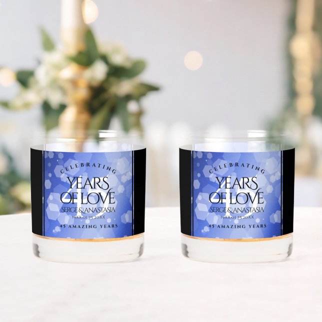 Elegant 45th Sapphire Wedding Anniversary Whiskey Glass (Insitu (Wedding))