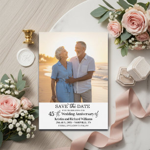 Elegant 45th Wedding Anniversary Photo Save The Date